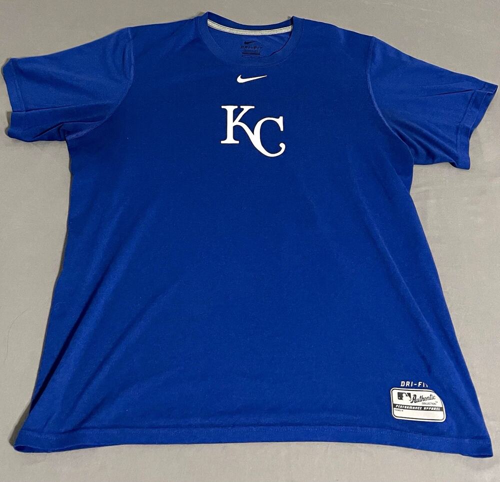 Nike Kansas City Royals Mens M Dri-FIT Tee Blue KC Logo MLB Shirt